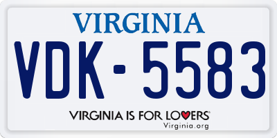 VA license plate VDK5583