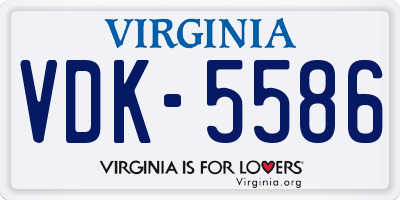 VA license plate VDK5586