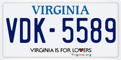 VA license plate VDK5589