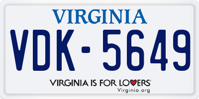 VA license plate VDK5649