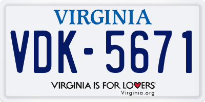 VA license plate VDK5671