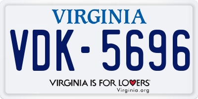 VA license plate VDK5696