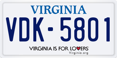 VA license plate VDK5801