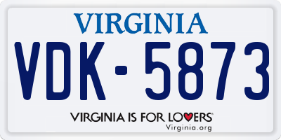VA license plate VDK5873
