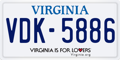 VA license plate VDK5886