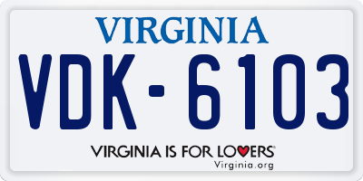 VA license plate VDK6103