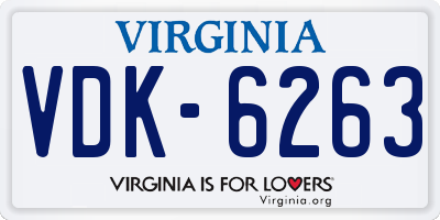VA license plate VDK6263