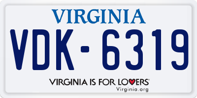 VA license plate VDK6319