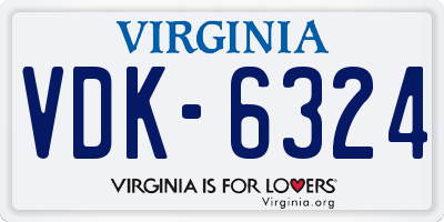 VA license plate VDK6324
