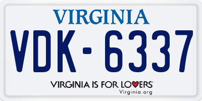 VA license plate VDK6337