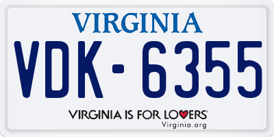 VA license plate VDK6355