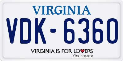 VA license plate VDK6360