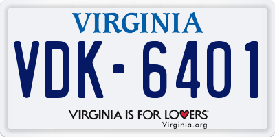 VA license plate VDK6401