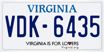 VA license plate VDK6435