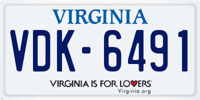 VA license plate VDK6491