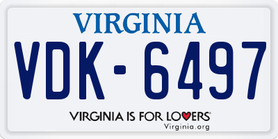 VA license plate VDK6497