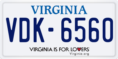 VA license plate VDK6560