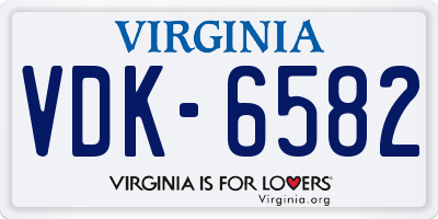 VA license plate VDK6582