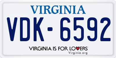 VA license plate VDK6592