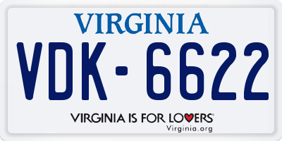 VA license plate VDK6622