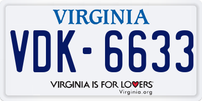 VA license plate VDK6633