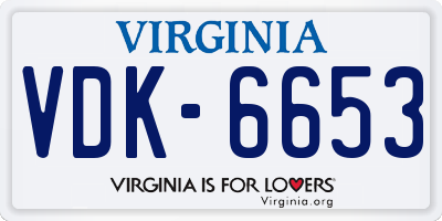 VA license plate VDK6653