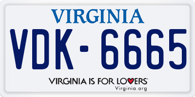 VA license plate VDK6665
