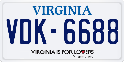 VA license plate VDK6688