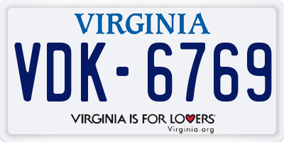 VA license plate VDK6769