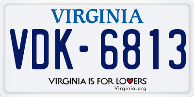 VA license plate VDK6813