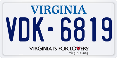 VA license plate VDK6819