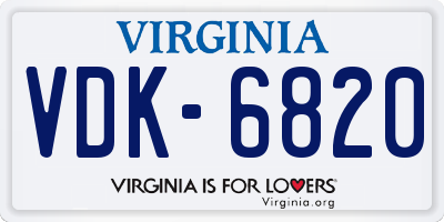 VA license plate VDK6820