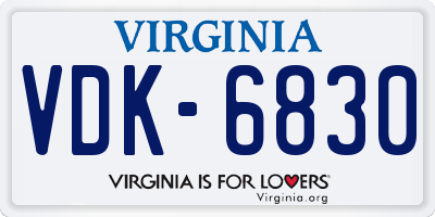 VA license plate VDK6830