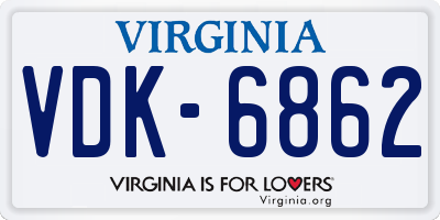 VA license plate VDK6862