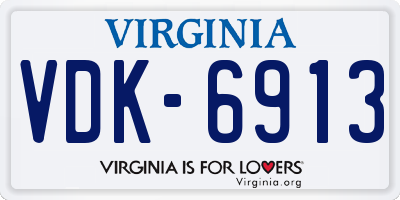 VA license plate VDK6913