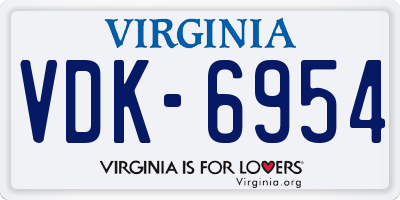 VA license plate VDK6954
