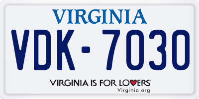 VA license plate VDK7030