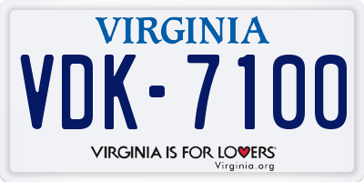 VA license plate VDK7100