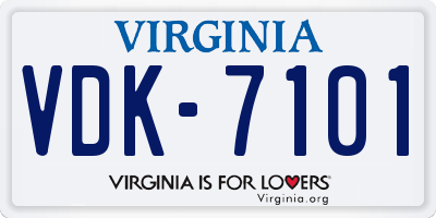 VA license plate VDK7101