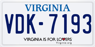 VA license plate VDK7193