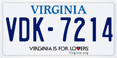 VA license plate VDK7214