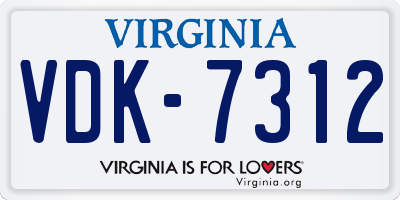 VA license plate VDK7312