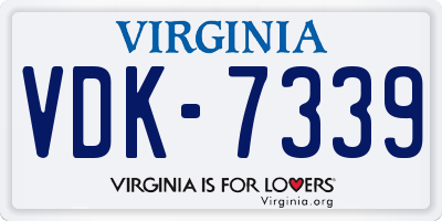 VA license plate VDK7339