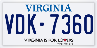 VA license plate VDK7360