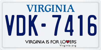 VA license plate VDK7416