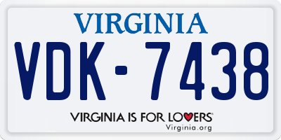 VA license plate VDK7438