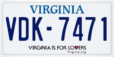 VA license plate VDK7471