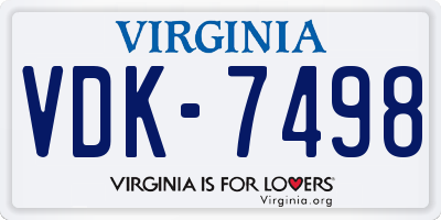 VA license plate VDK7498