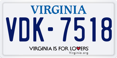 VA license plate VDK7518