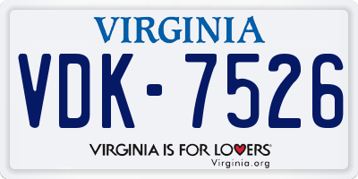 VA license plate VDK7526